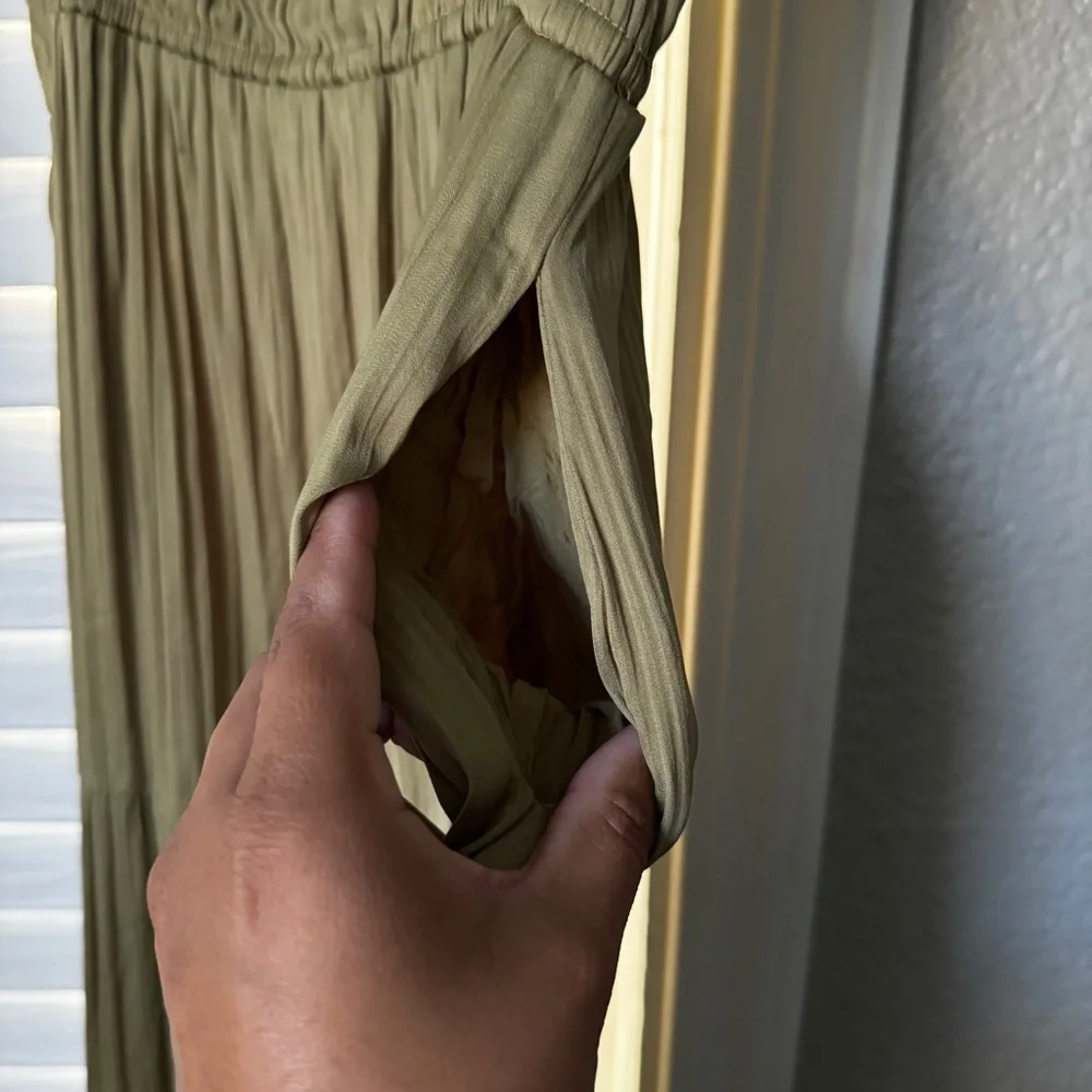 SUMMER COLLECTION ANTHROPOLOGIE Olive Green Maxi Dress Somerset collection - Picture 13 of 14